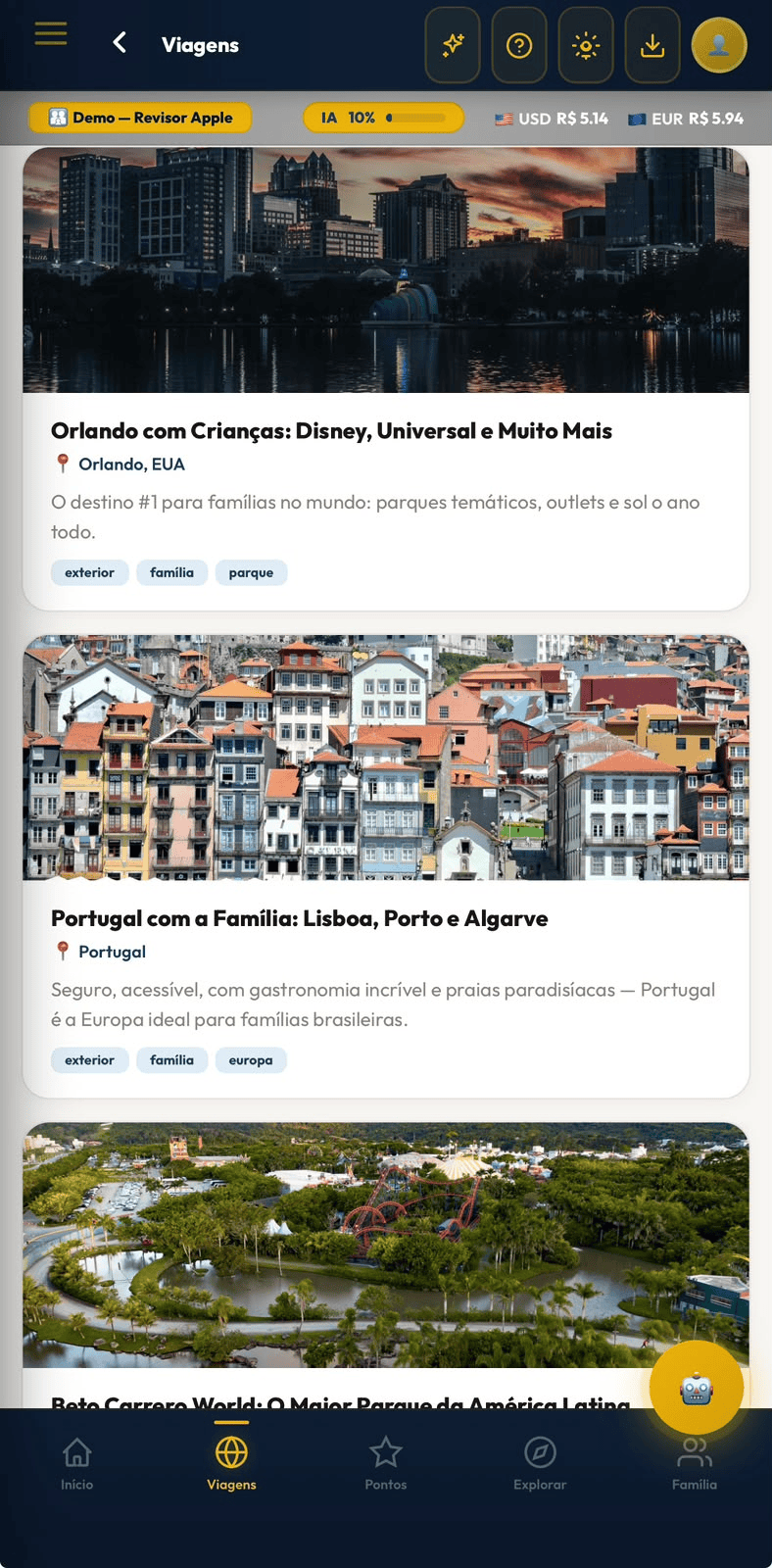 Inspire-se — destinos para famílias